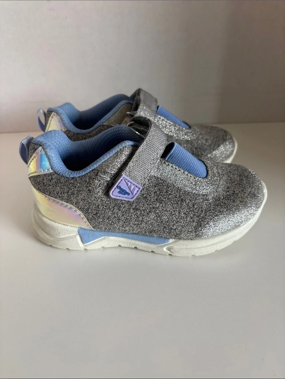 OshKosh B'gosh Silver & Light Blue Girls' Sparkle Sneakers